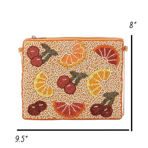 🔥HP!🔥 Beaded Cherry and Citrus Crossbody Clutch - Picture 5 of 5